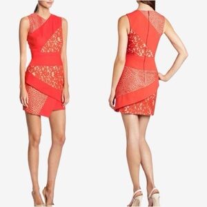 BCBGMaxAzria Dalia Asymmetrical Lace Sleeveless Bodycon Mini Dress Size 0 NEW